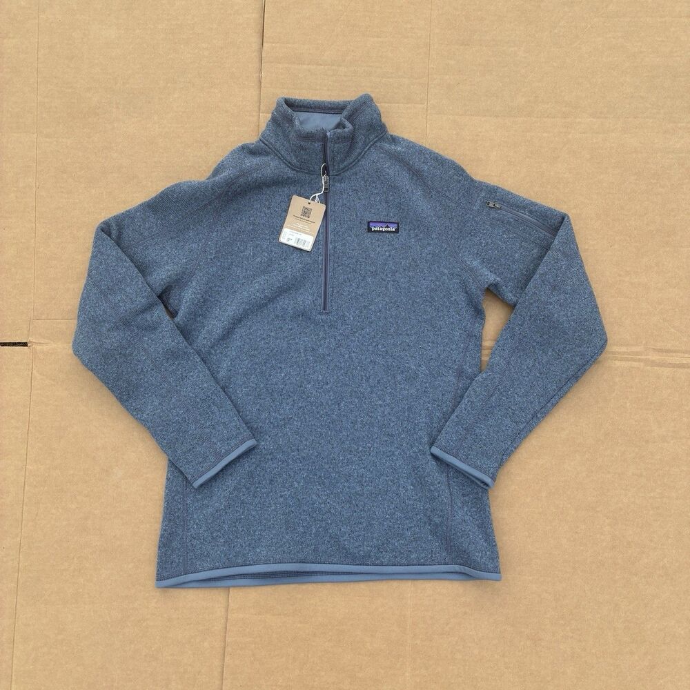 NWT Patagonia Better Sweater Women's 1/4 Zip Utility Blue Size L Zipper Pocket